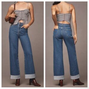 NWT! Anthropologie The Austyn High-Rise Cuffed Wide-Leg Jeans by Pilcro 🦉